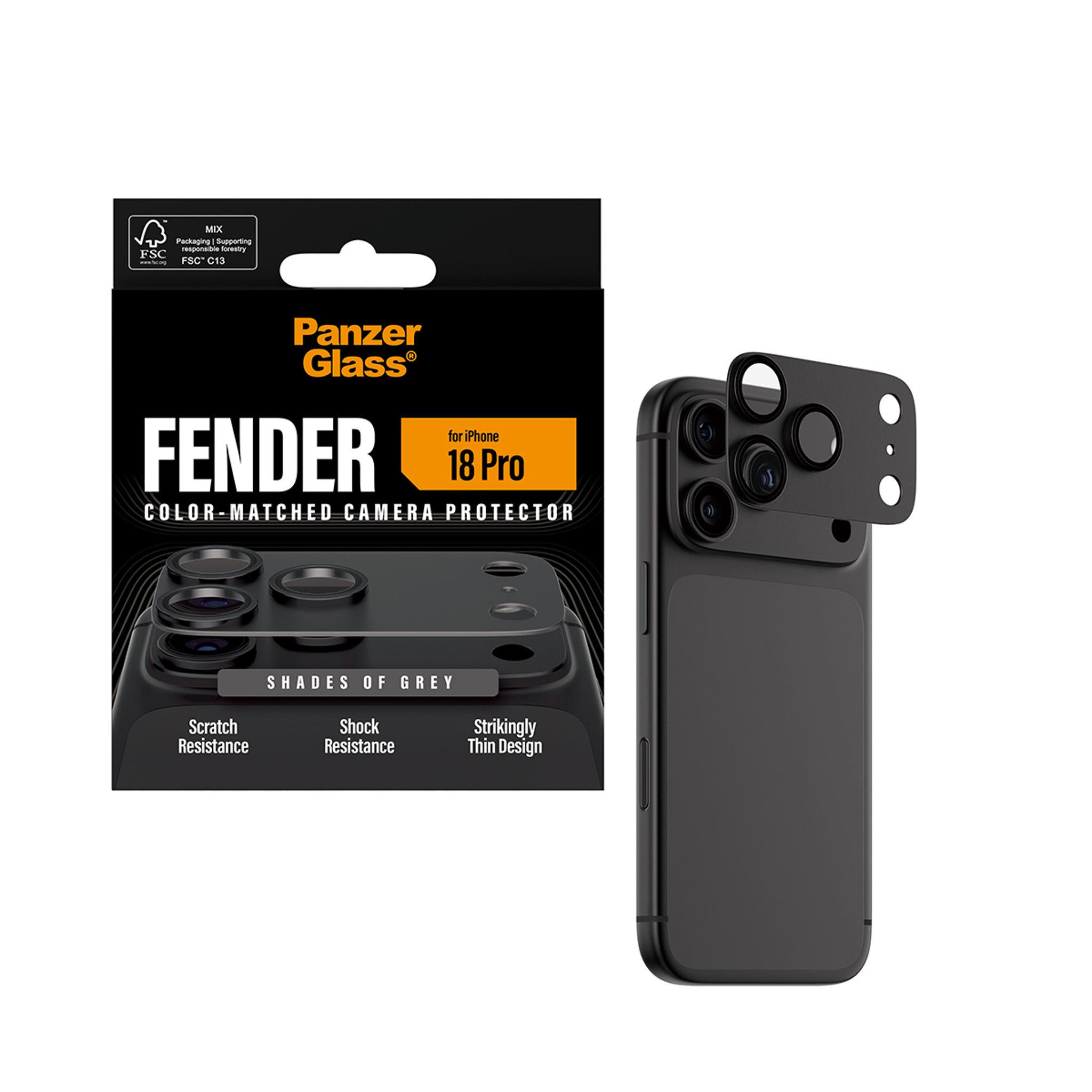 PanzerGlass® Fender Kamerabeskytter Shades of Grey iPhone 18 Pro